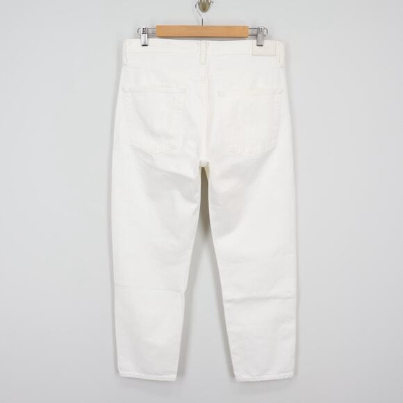 NWT Edwin Hana Classic Straight Crop Button-Fly Denim Jean White Noise Size 31 - Picture 2 of 8